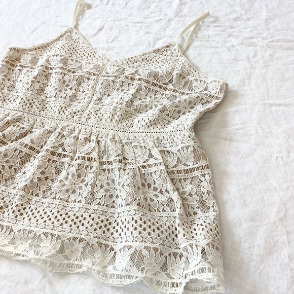 Maurice’s Lace Cream Peplum Spaghetti Strap Top - Picture 7 of 12